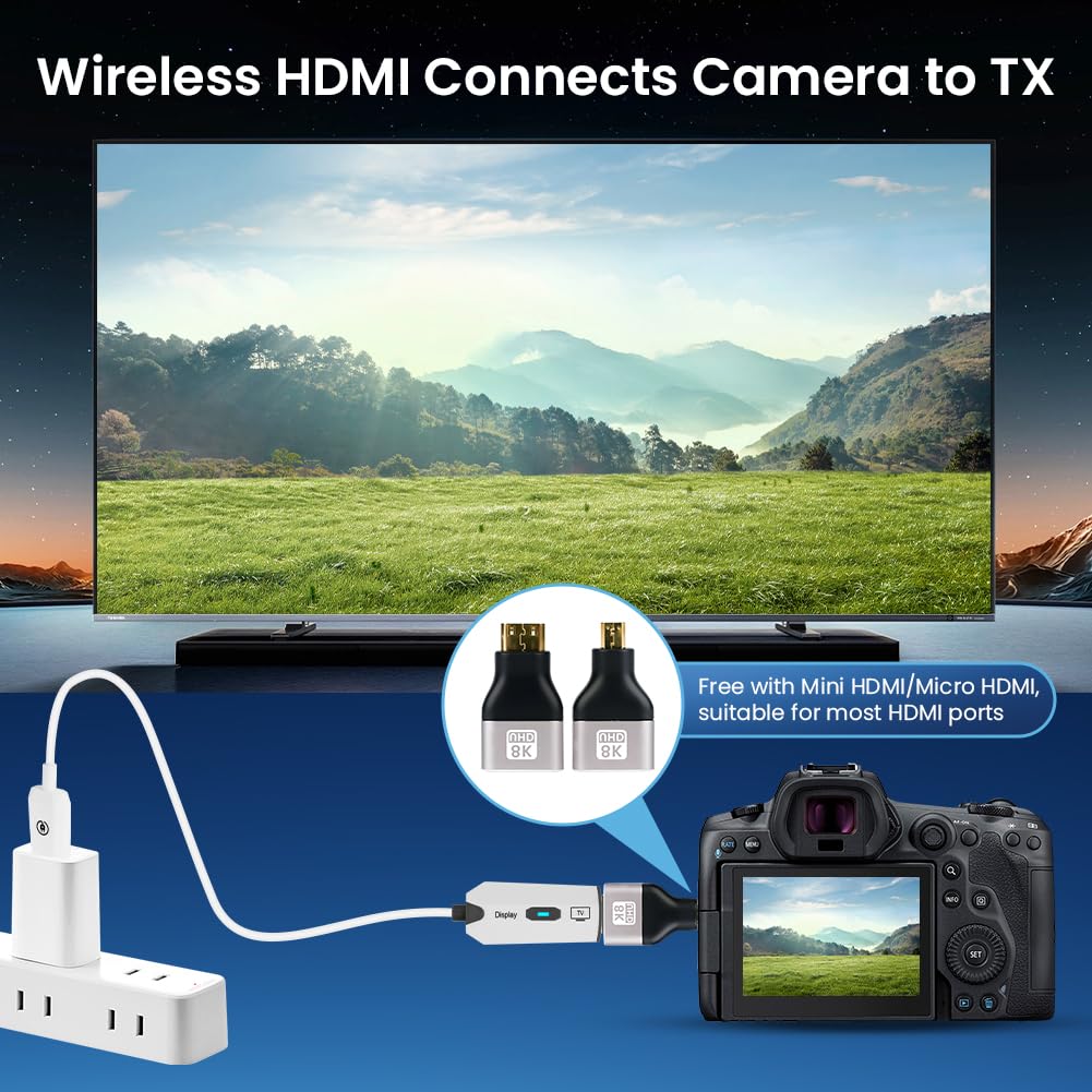 HDMI draadloze transmitter en ontvanger, 4k/5G HDMI, draadloze overdracht en ontvangst, 50 m afstand, met externe antenne voor tv-streaming, multicamera-productie