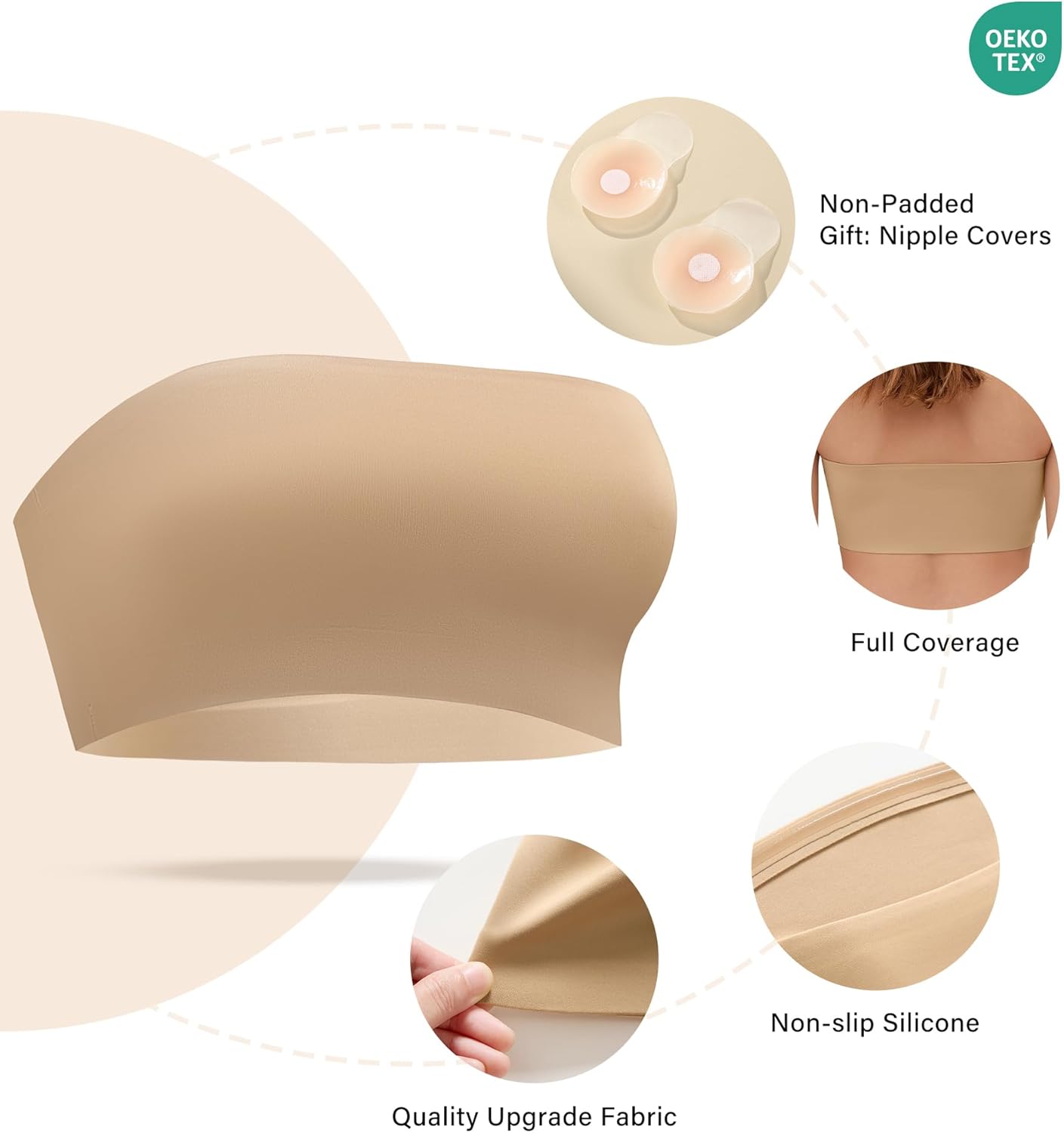 DEANGELMON Strapless Bras for Women Non-Slip Silicone Bandeau Seamless Tube Top Bralette Comfy Non Padded Stretchy Stylish - Image 7