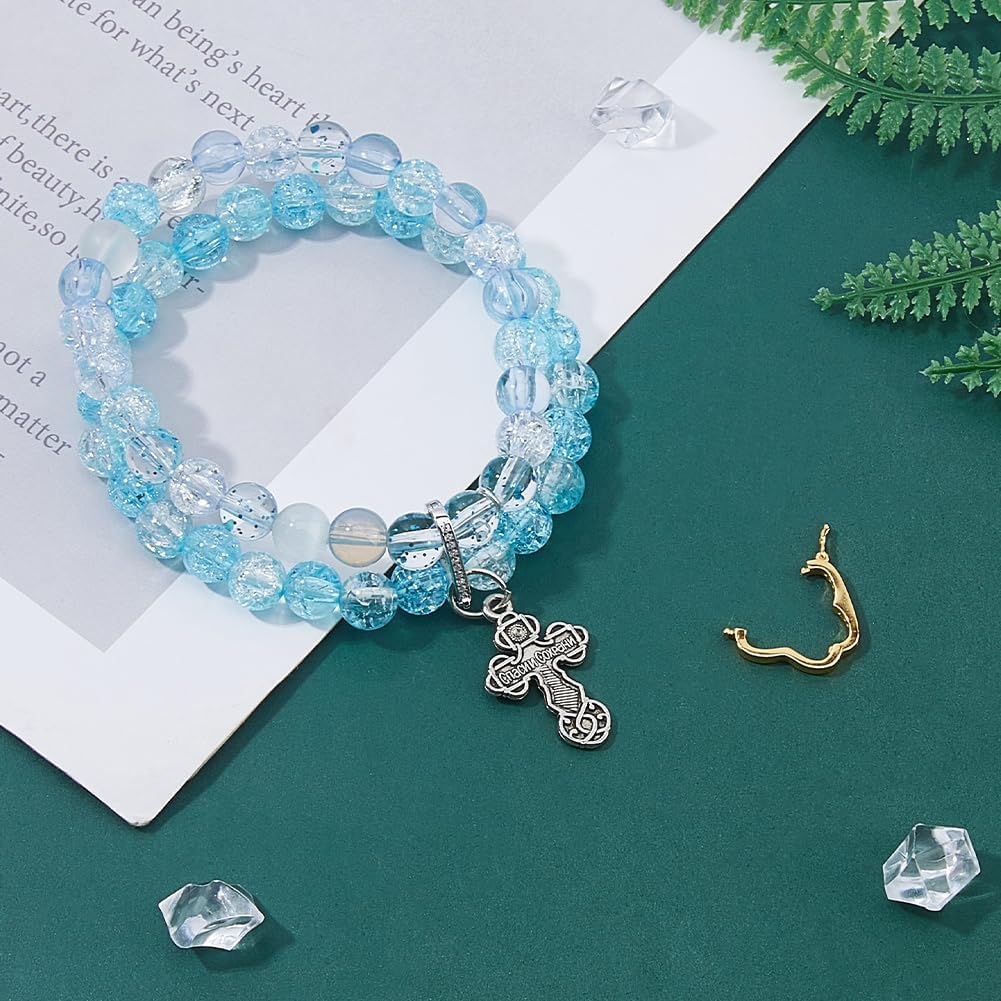 2pcs Necklace Shortener Clasp 925 Sterling Silver Enhancer Push Clasps Connector Peanut Pearl Click Clasp Connector with Rhinestone for Pearl Gemstone Bead Necklace Jewelry Making - Image 5