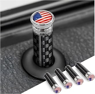 Moly Magnolia 4PCS Car Door Lock Knobs, American Flag Carbon Fiber Door Lock Pin Cover, Decorative Modification Door Lock Bolt Pin Cover, Auto Accessories Universal for SUV, Truck, Van (Red Flag)