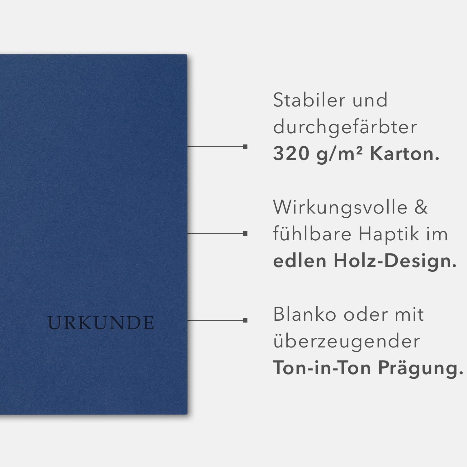 Cartellina per certificati, formato A4, di alta qualità, con elegante goffratura "Urkunde", BL-exclusivdruck® Basic, per carta DIN A4 (blu reale, 8 pezzi)