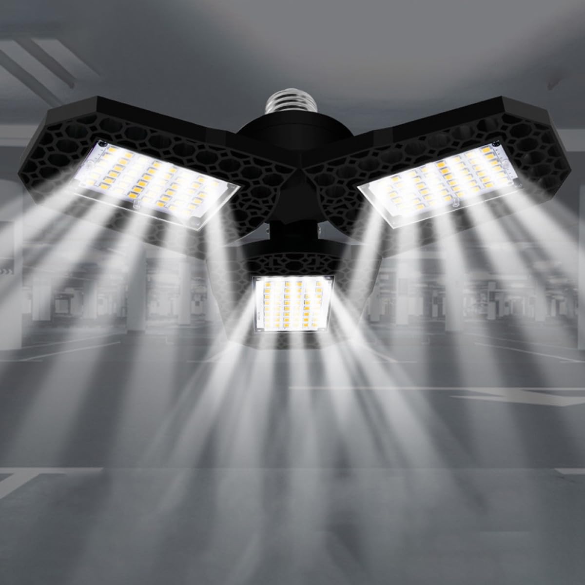 Vaguelly LED Warehouse Lamp Folding Garage Light 80w Deformable Ceiling Bay Light White for Workshop and Industrial Use — view 7