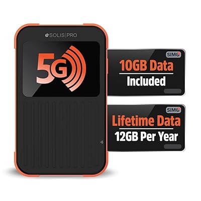 Solis Pro – Mobile 5G Hotspot and Power Bank, Bundle Includes Lifetime Data (12GB Per Year) and 10GB Global Data, Multi-Carrier, Wi-Fi 6E in140+ Countries, No Contract, Portable Internet by SIMO