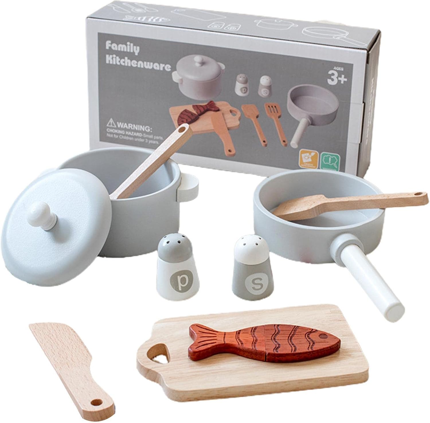 Play Kitchen Accessories 9 Pcs Wooden Kitchen Accessories