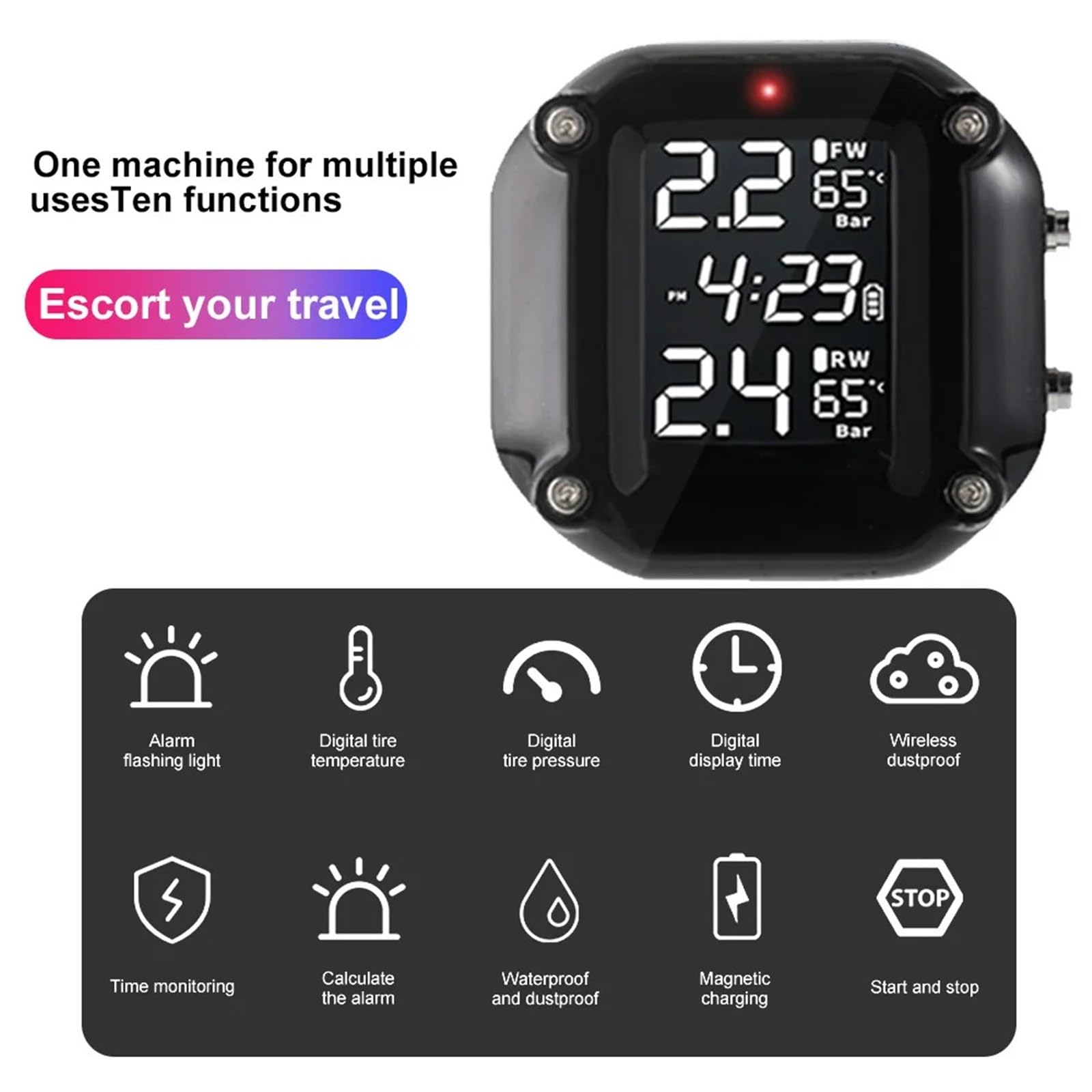 systekontroli ciśnienia w oponach Czujnik ciśnienia w oponach TPMS motocykla System monitorowania ciśnienia w oponach Czujnik zewnętrzny