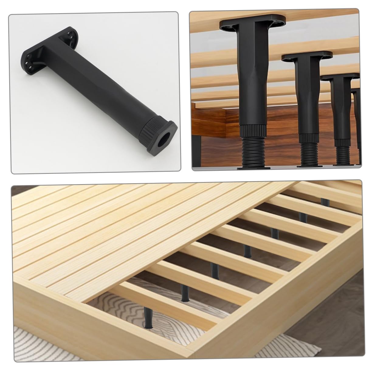 VILLCASE 4Pcs Adjustable Height Bed Frame Support Legs Durable Shaped Bed Replacement Legs Adjustable to Easy Installation Sturdy Foundation for Bed Frame Furniture