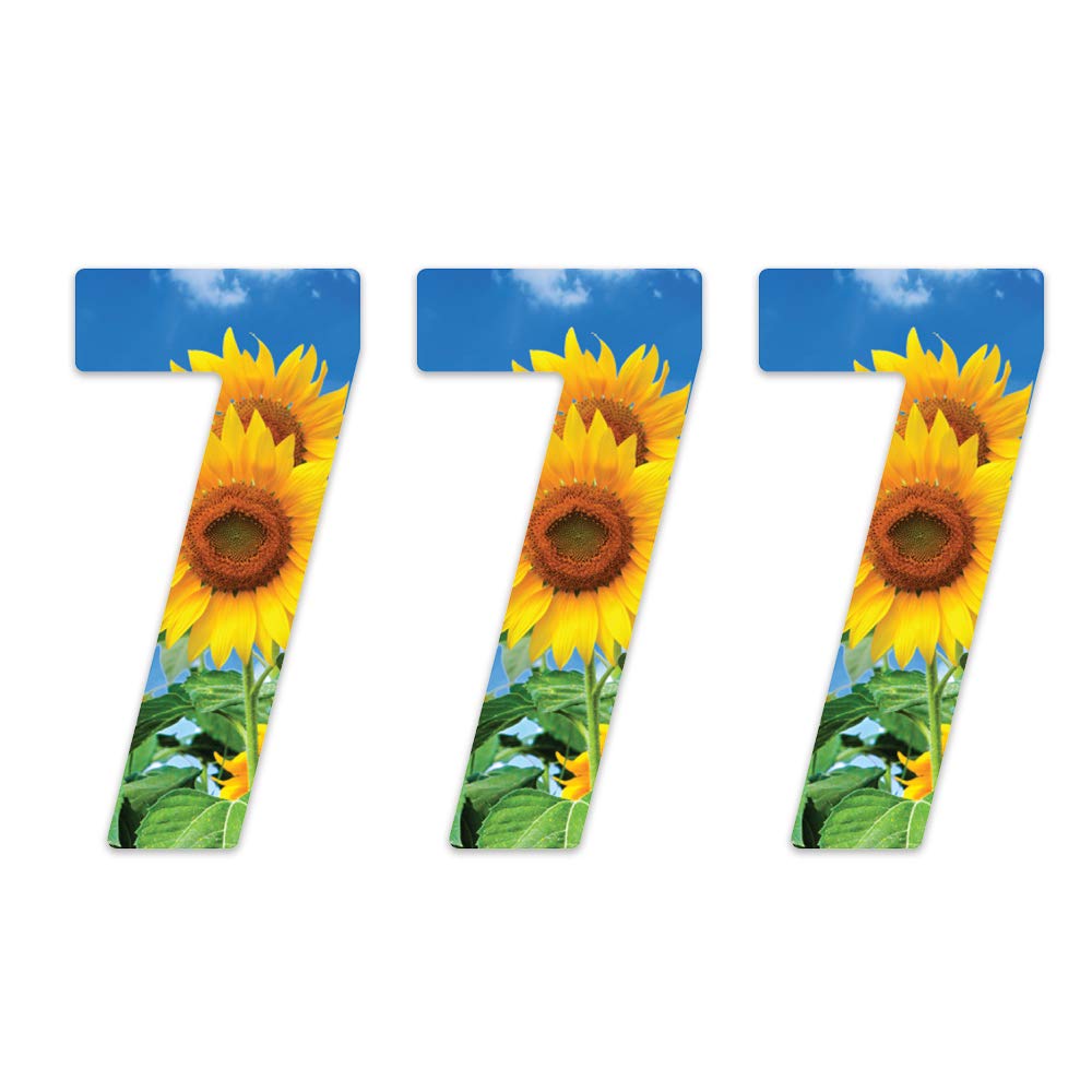 Packwith Blue|Black|Yellow|Green Pack Of 3 Sunflower Wheelie Bin Numbers - 7 Ideal For Home, Office, Classroom Decoration, Out Door Wheelie Bins, Dustbin V1097 Packwith®