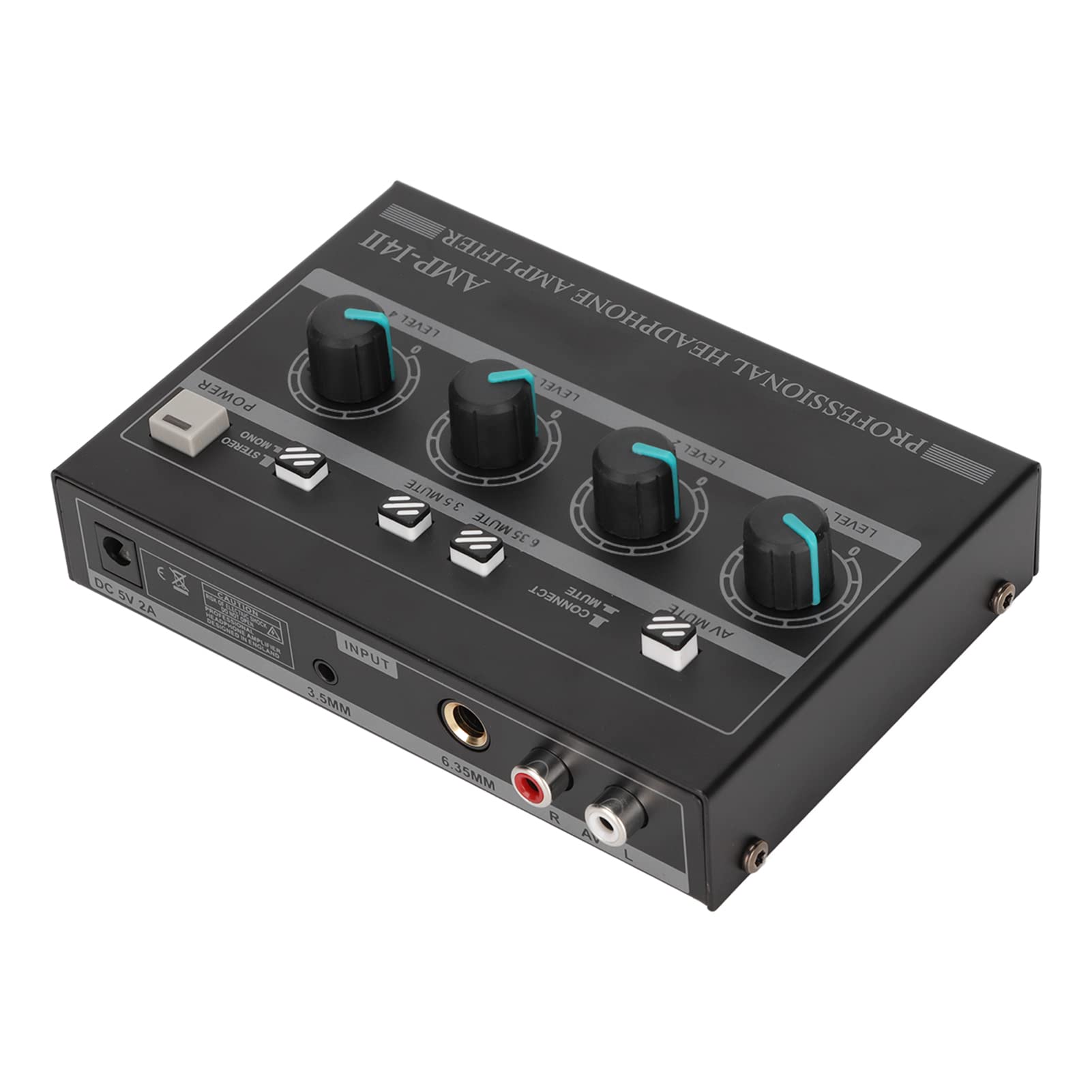 Amplificateur Audio Stéréo en Métal 4 Canaux Amplificateur de Casque Stéréo Compact 4 Voies avec Adaptateur 12V 1.5A pour Scène de Studio(#1)