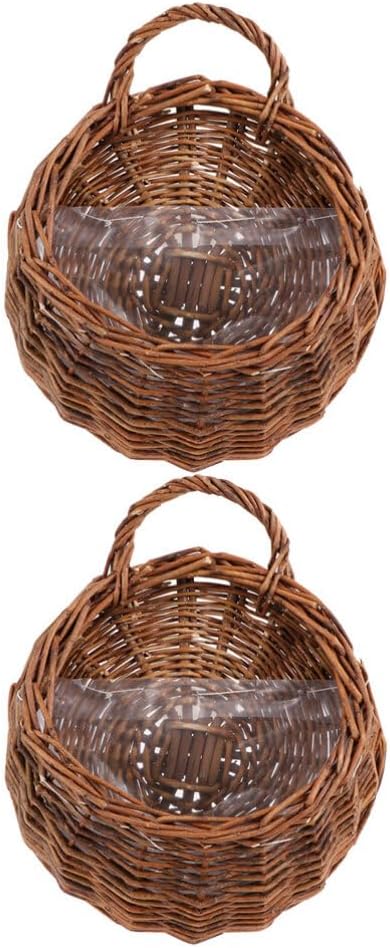 Cabilock 2 Pcs Wall Hanging Basket Wicker Woven Storage Basket Wall Hanging Basket Plants Holder for Home Garden Wedding Wall Decor