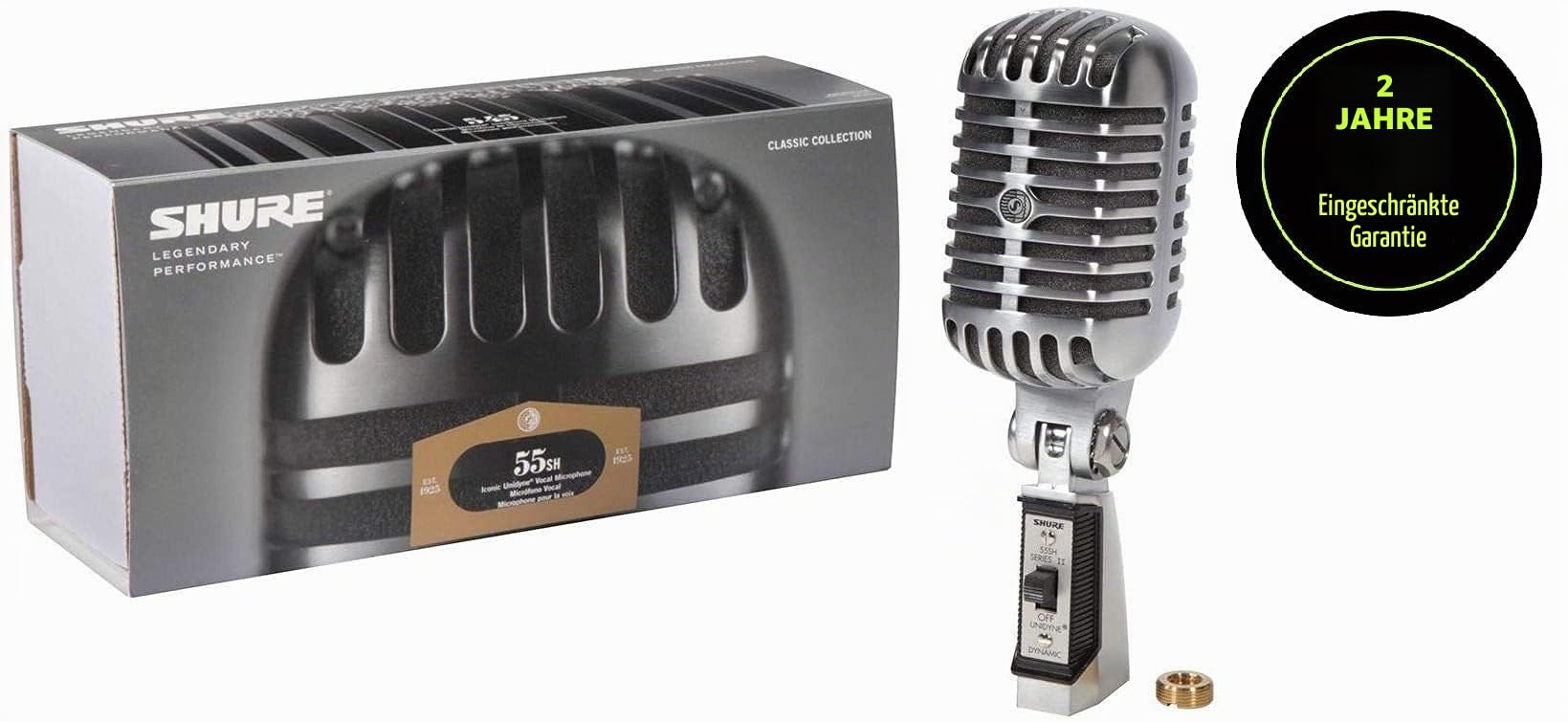 Shure 55SH Serie II Iconic Unidyne Dynamic Vocal Microphone, klassisches Vintage-Mikrofon mit Nieren-Richtcharakteristik für Live-Auftritte