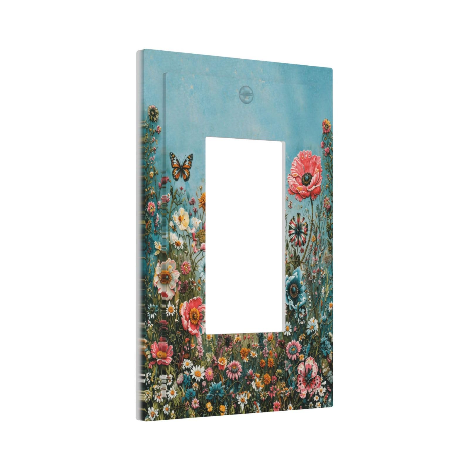 Thsanju Butterfly Floral Outlet Covers Single Rocker Light Switch Covers Decorative Colorful Garden Flowers 1 Gang Gfci Wall Plate Electrical Receptacle Switchplate Faceplate for Home Decor