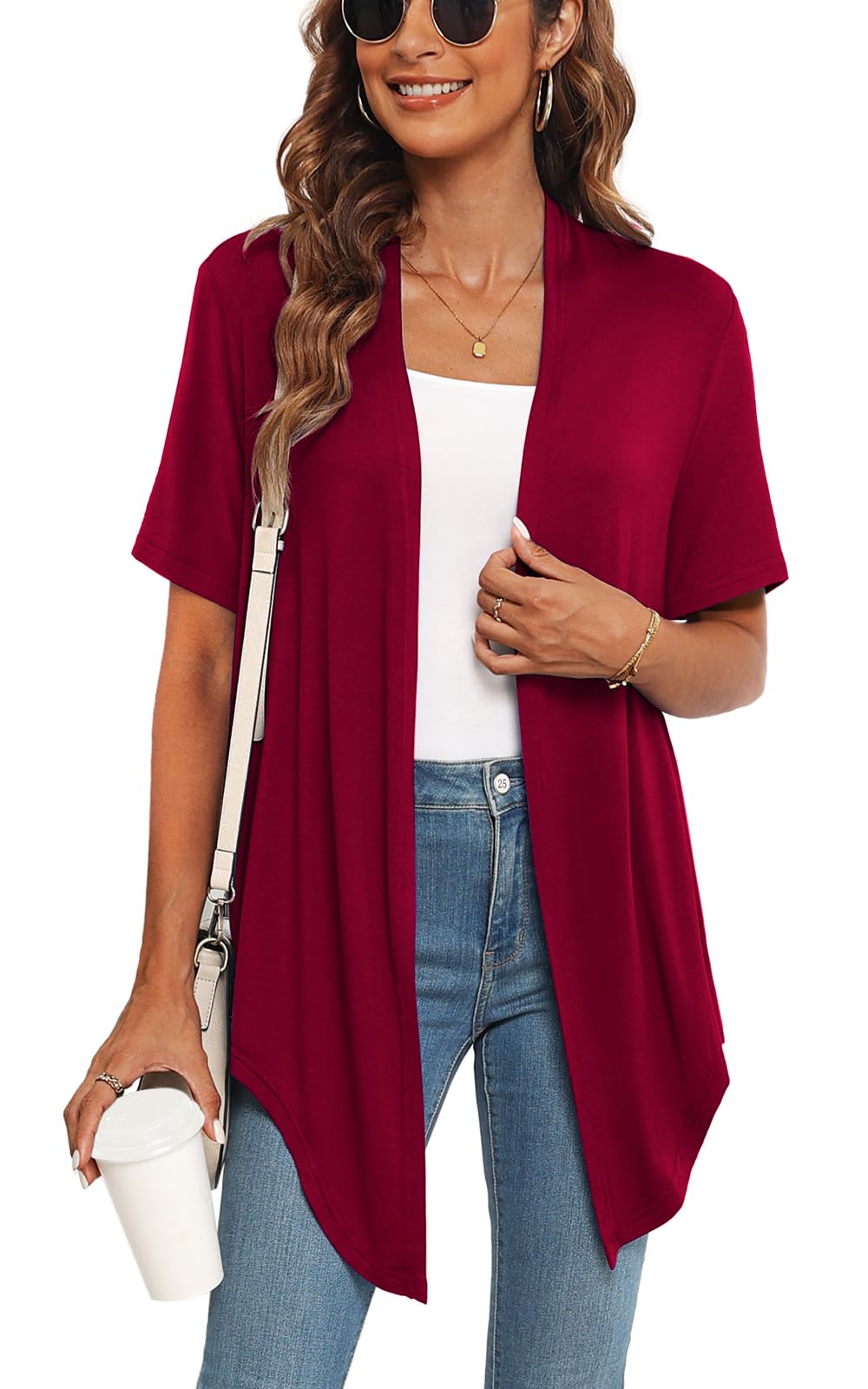 Veryoung Women's 2026 Casual Short Sleeve Cardigan Front Tie Lightweight Summer Casual Open Front Cardigans