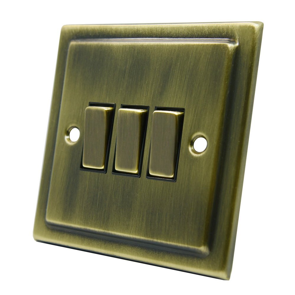 Alliance Electrical Light Aet Vab3gswibb 10 A 3 Gang 2 Way Victorian Antique Brass Switch