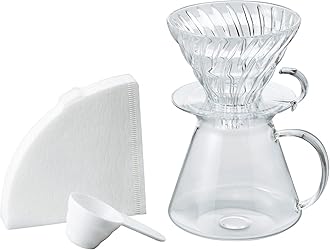 "Simply Hario" V60 Glass Pour Over Coffee Set, Size 02