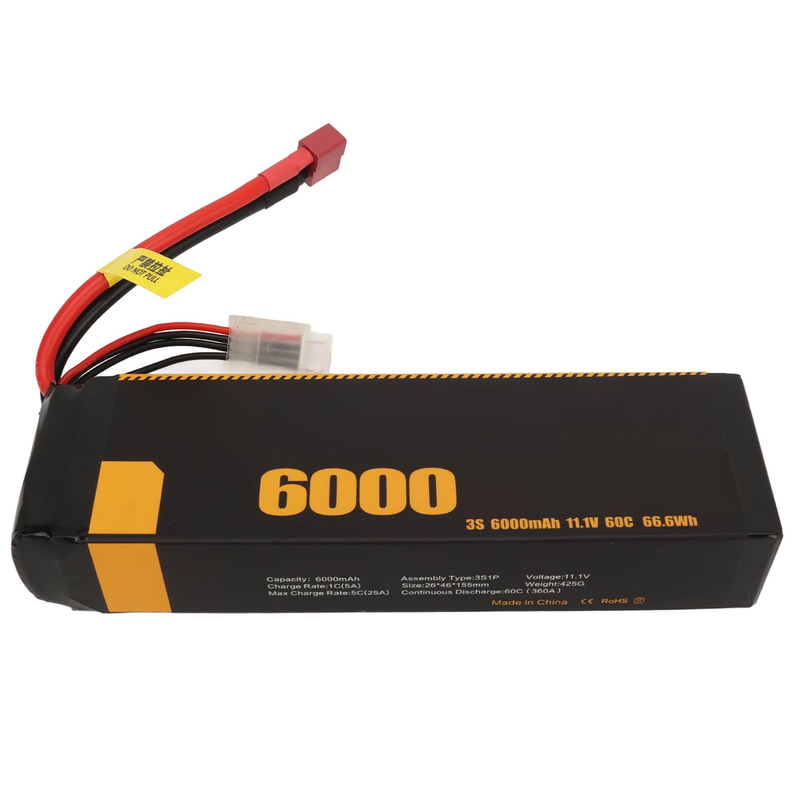 Batteria Lipo 3S 6000mAh Ad Alta capacità per Modelli FS 1/10 1/8 RC Resistente Agli Urti Lunga Durata (Spina a T)