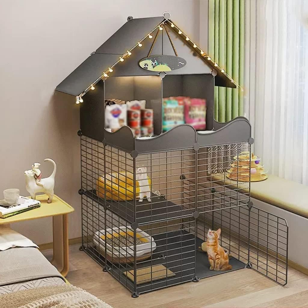 Cage d'angle pour chat grand enclos à plusieurs niveaux amovible DIY