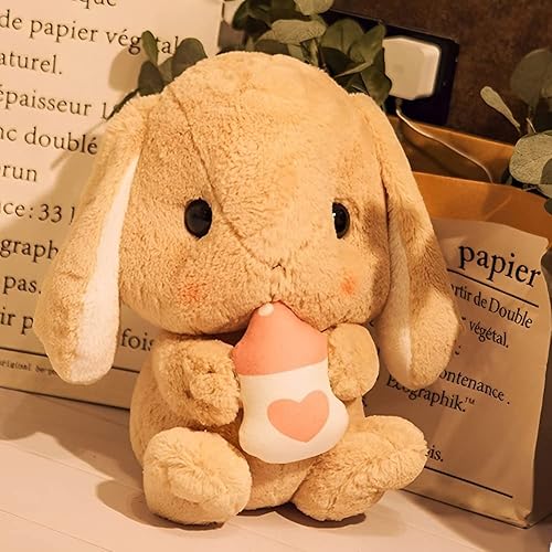Vista 2 de HOUPU Soft Toy - Sitting Lop Eared Rabbit, Easter White Rabbit Stuffed Bunny Animal with Carrot Soft Lovely Realistic Long-Eared Standing Pink Plush