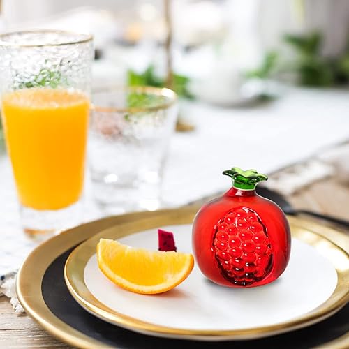 Miniatura 2 de JOONOR Adorno decorativo de estatua de granada de cristal, figura de cristal de fruta artificial, pisapapeles de mesa, adorno de cristal para