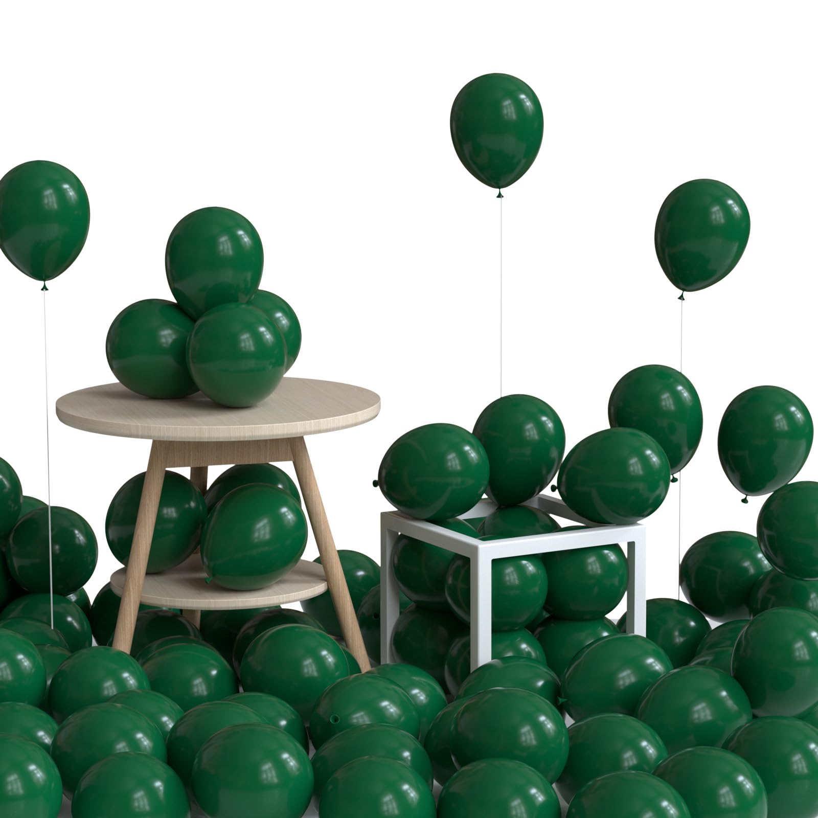 150pcs Dark Green Balloons, 5 inch Latex Balloons, Thickened Green Party Balloons for Birthday Baby Shower Wedding Christmas Party Decorations(With 2 Green Ribbons)