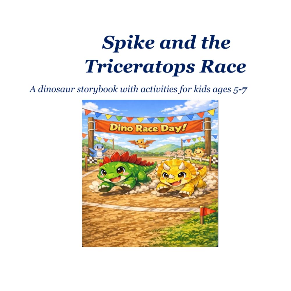 Spike and Triceratops Race: A dinosaur storybook with activities for kids ages 5-7 (Spike the stegosaurus)