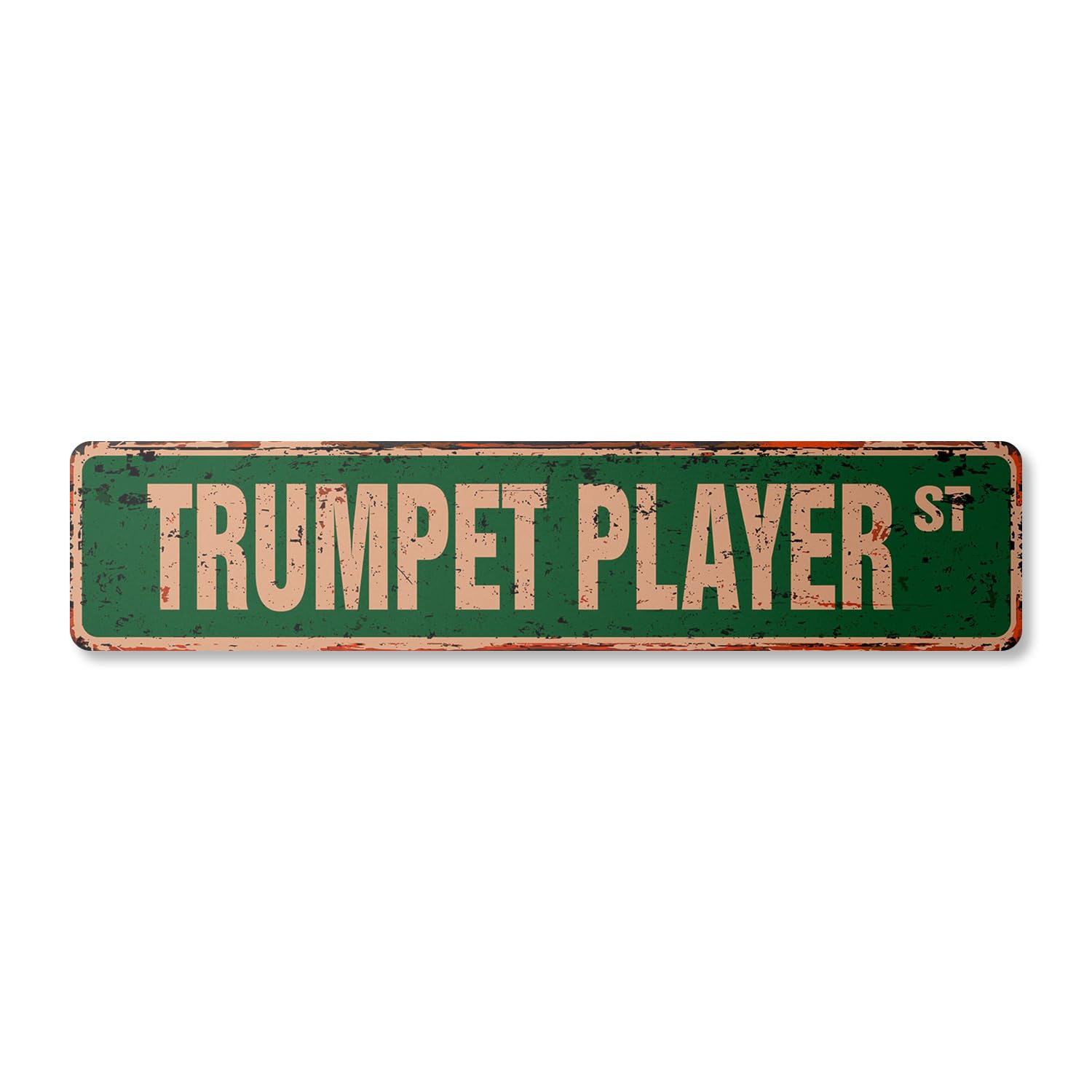Trumpet Player Vintage Plastic Street Sign Marching Bands New Music Lessons | Indoor/Outdoor | 18" Wide