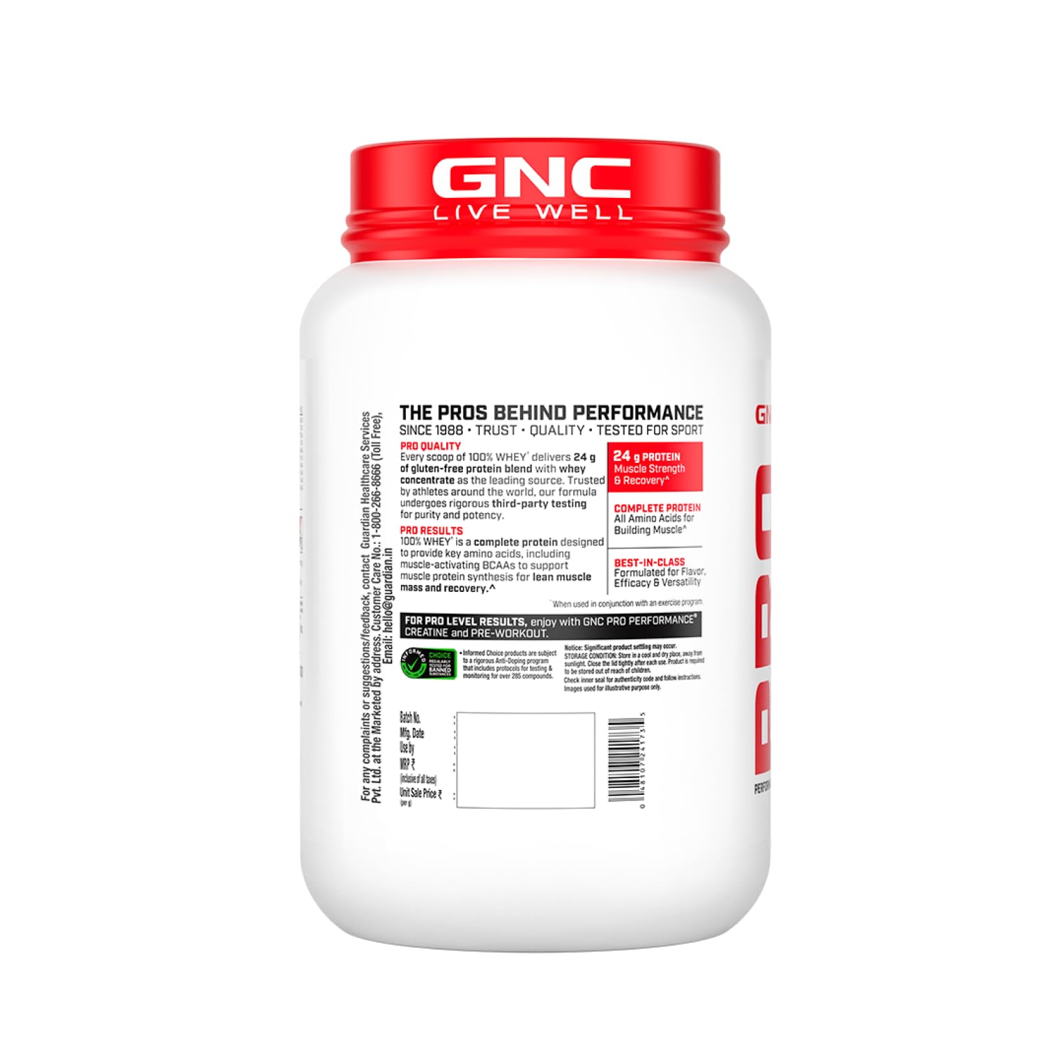 GNC Pro Performance 100% Whey Protein | New Formulation | 24g Protein, 5.7g BCAAs, 12.3g EAAs | Added DigeZyme® | Whey Isolate & Concentrate Blend, Low Carb (4.51g), No Added Sugar | Chocolate Supreme , 907g — Amazon image 7