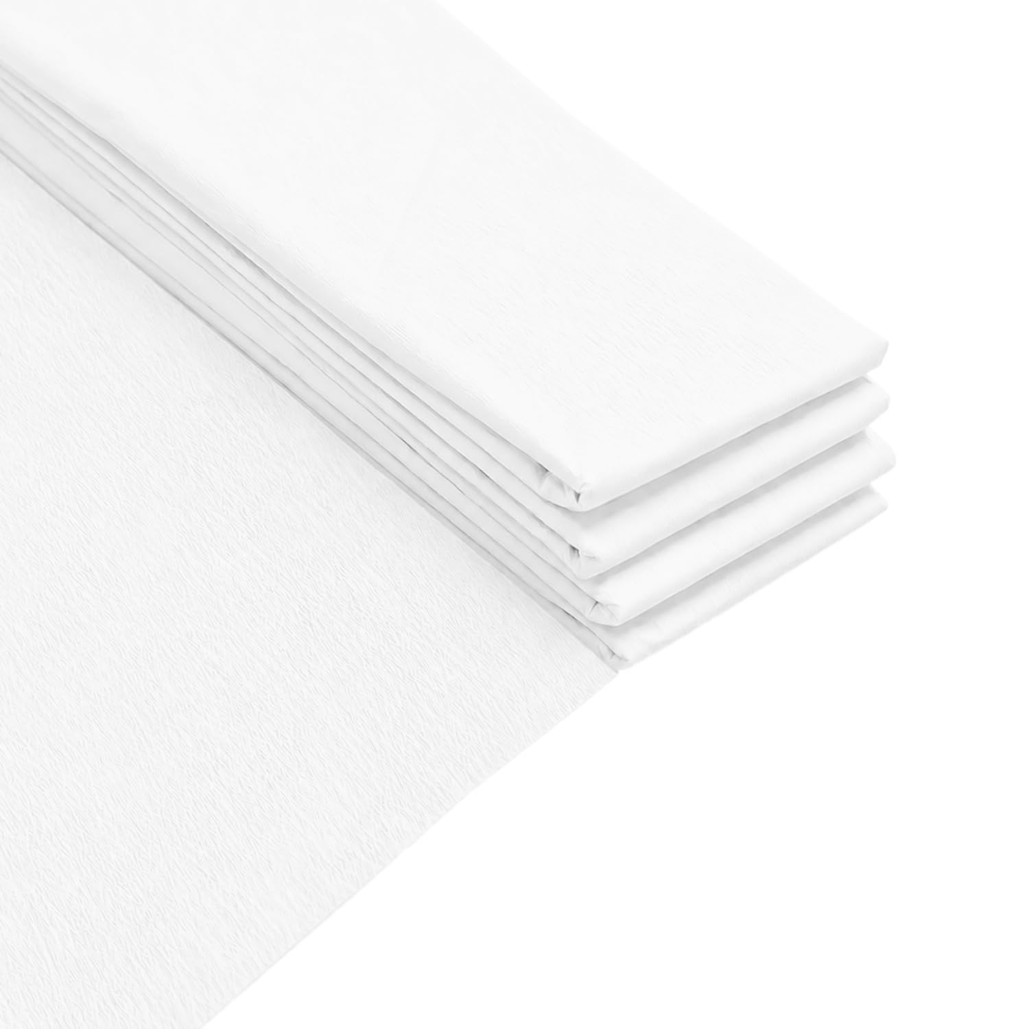 Pack of 10 White Crepe Paper Sheets 50cm x 2m 17GSM 35% Stretch Craft Paper - Ideal for Kids Art, DIY Decorations & School Projects, School Art and Craft Supplies