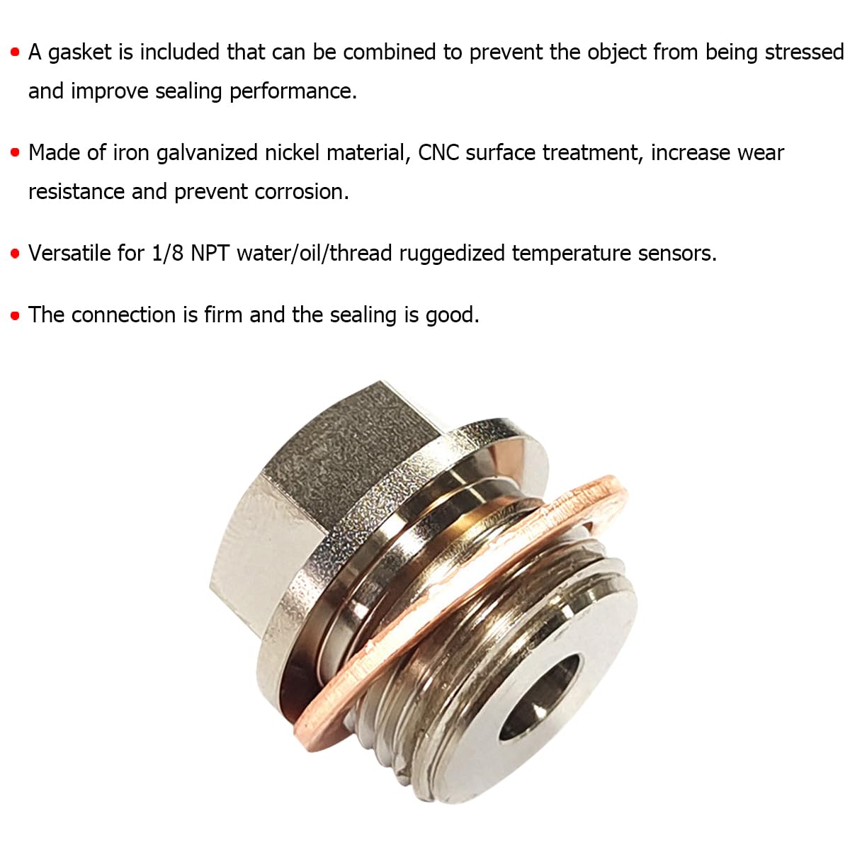 Raccord Capteur Température Eau Huile - Adaptateur M18x1.5 Vers 1/8 NPT Avec Joint - Filetage Précis CNC
