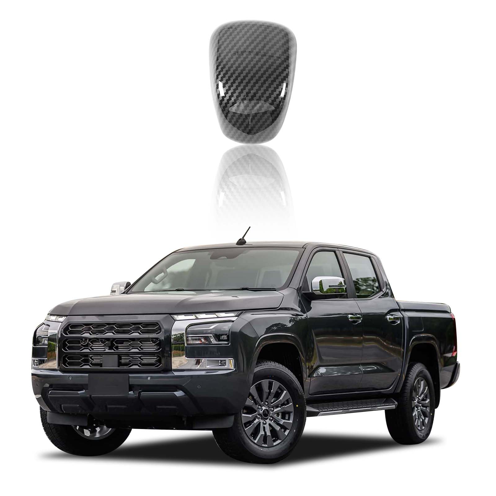 HIRUFAIT Gear Shift Knob Cover Trim for Mitsubishi Triton & L200 2024 2025 Accessories, ABS Car Center Console Shifter Head Protector Self-Adhesive Cover