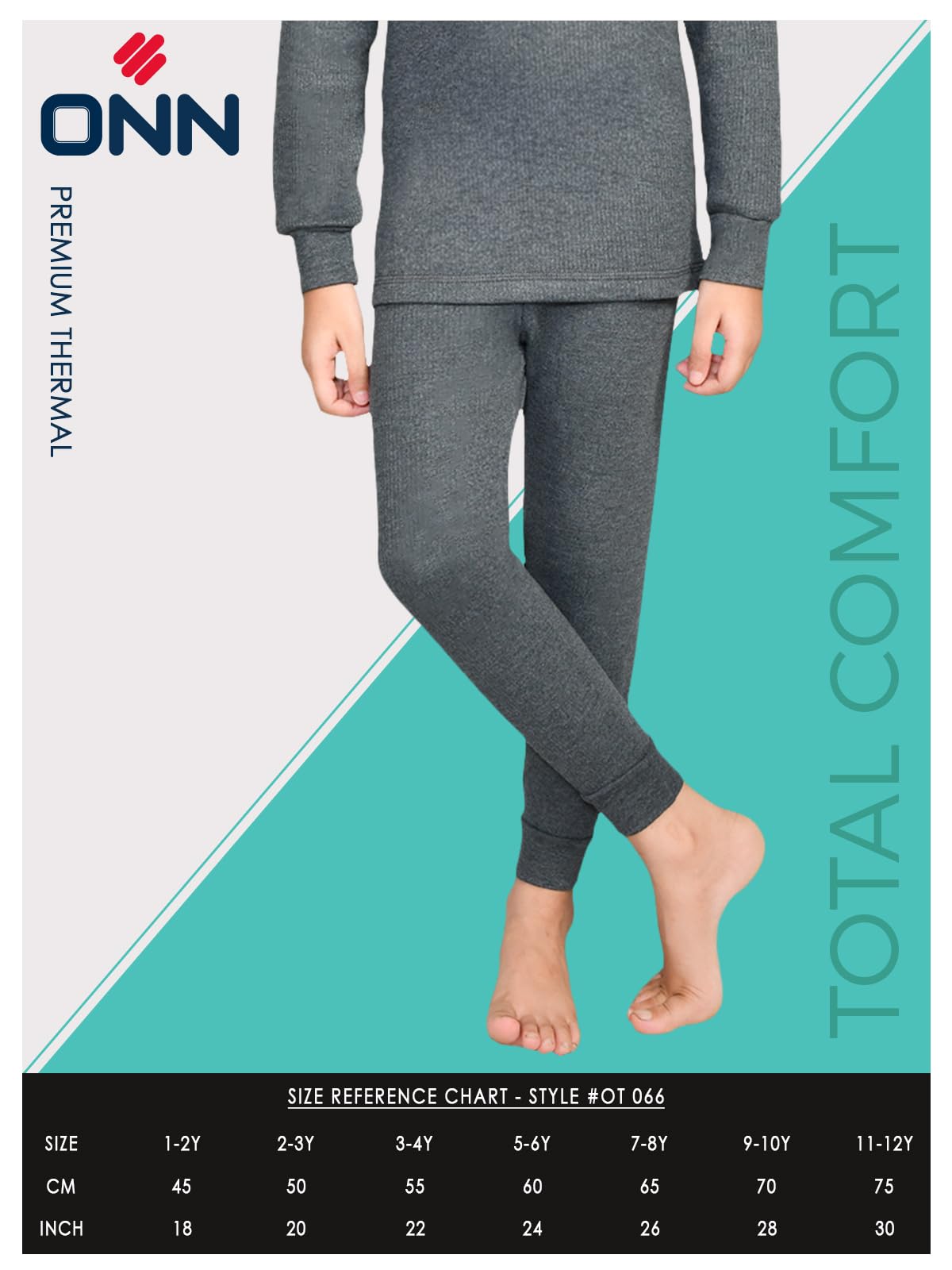 ONN Solid Black Melange Premium Thermal Lowers/Bottoms for Kids Boys (11-12Y) - Image 5 thumbnail