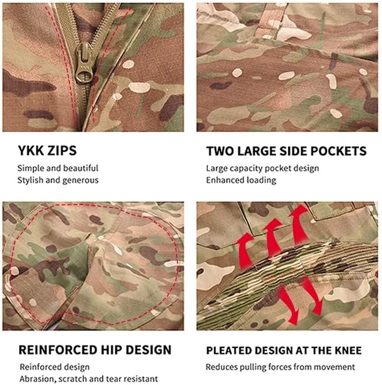 Miniatura 7 de ZMIN G3 Pantalones tácticos Ropa militar Hombres Camisa con almohadillas Ejército Camo1 Combate Uniforme Paintball Caza Ropa