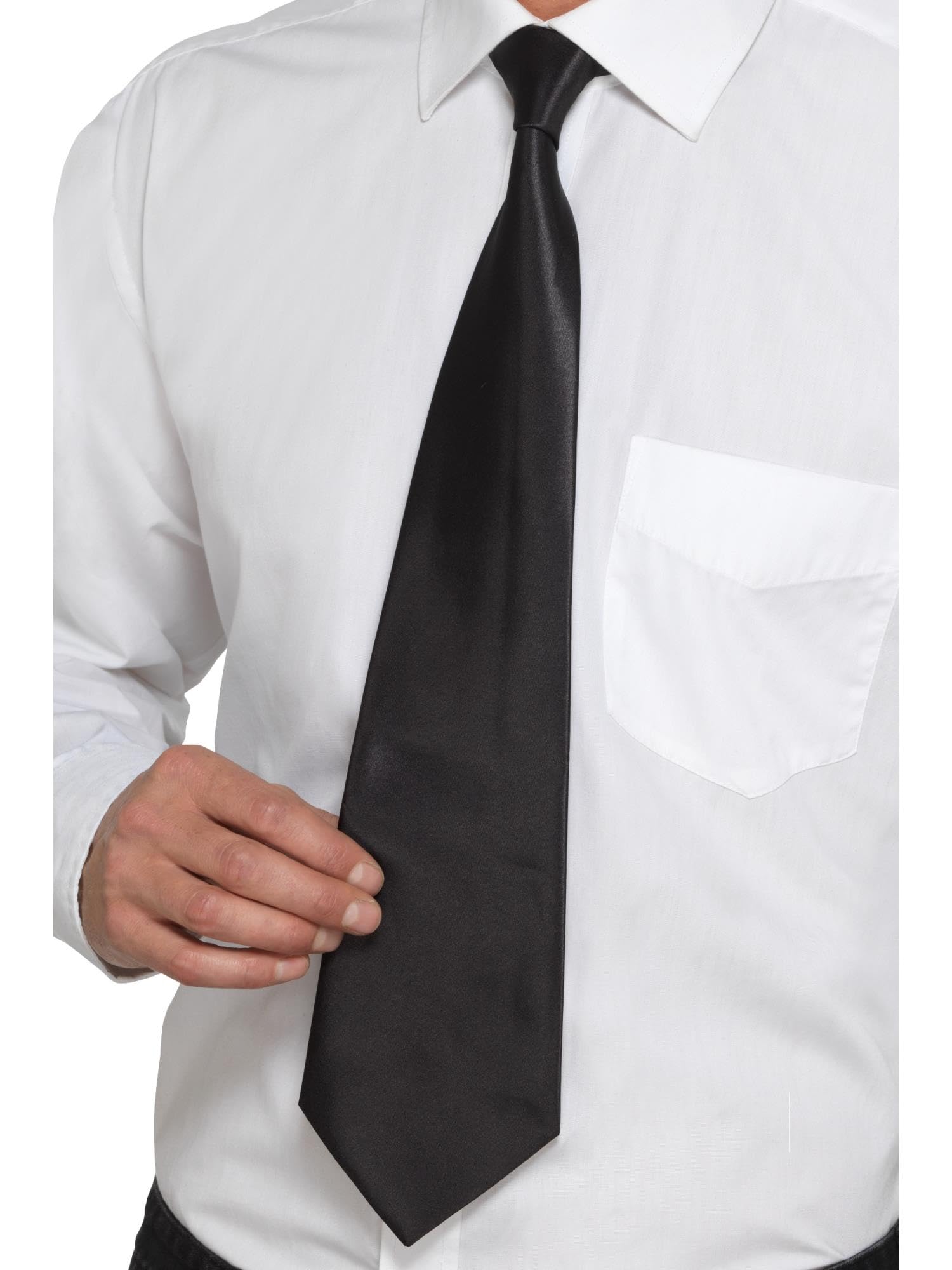 Smiffys Deluxe Black Gangster Tie, Black , 1920's Razzle Fancy Dress, Gangster Dress Up Accessories