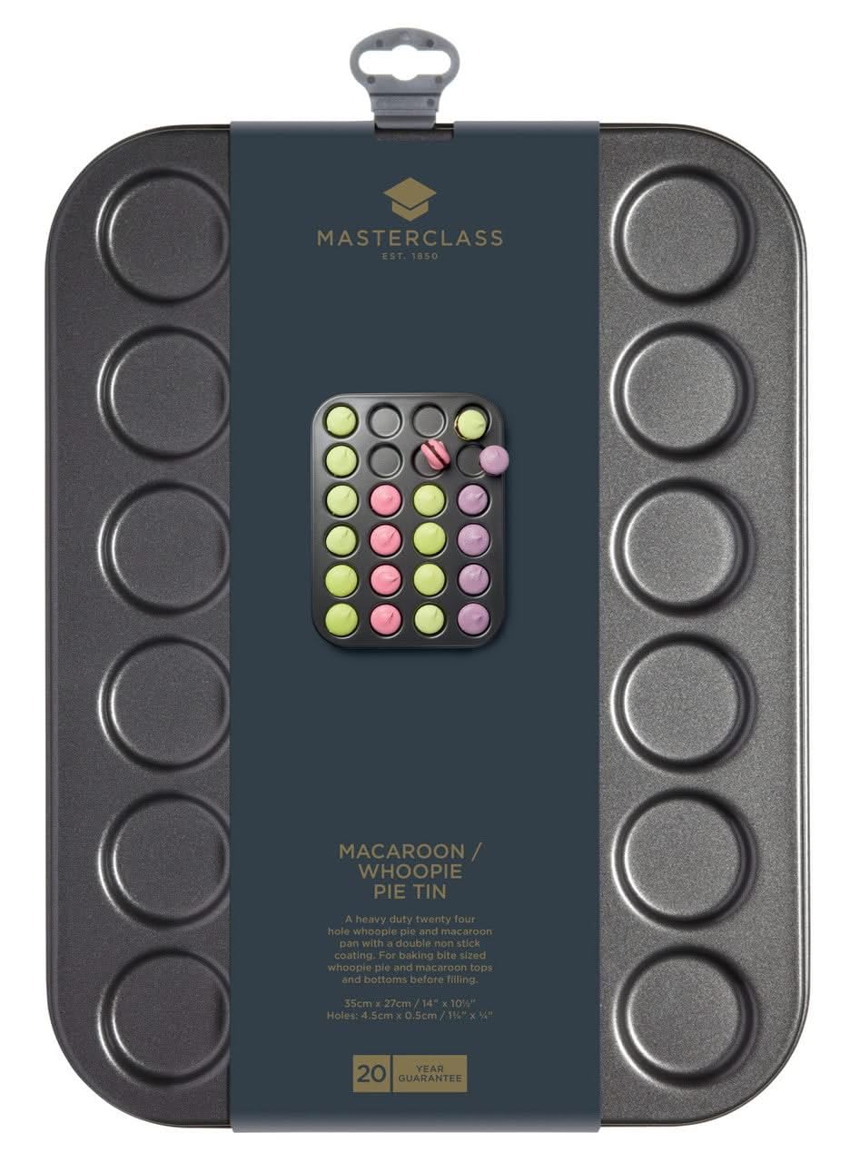 MasterClass Plaque à macaron / moule à tarte Whoopie avec PTFE, PFOA et antiadhésif BPA, 24 trous, acier au carbone robuste de 1 mm, 35 x 27 cm