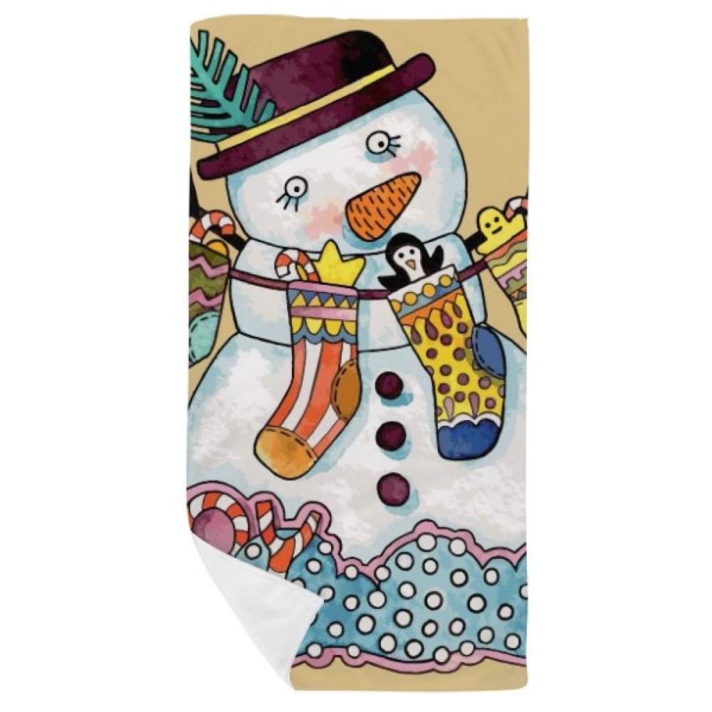 Serviette bonhomme de neige Noël débarbouillette douce multicolore 35x70cm festival de bain