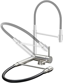 Comprar Grifo de Cocina Plegable, Mezclador de Cocina Plegable Bajo Ventana, Mezclador de Fregadero de Cocina Giratorio 360° en Acero Inoxidable 304 (Plata Cepillada)