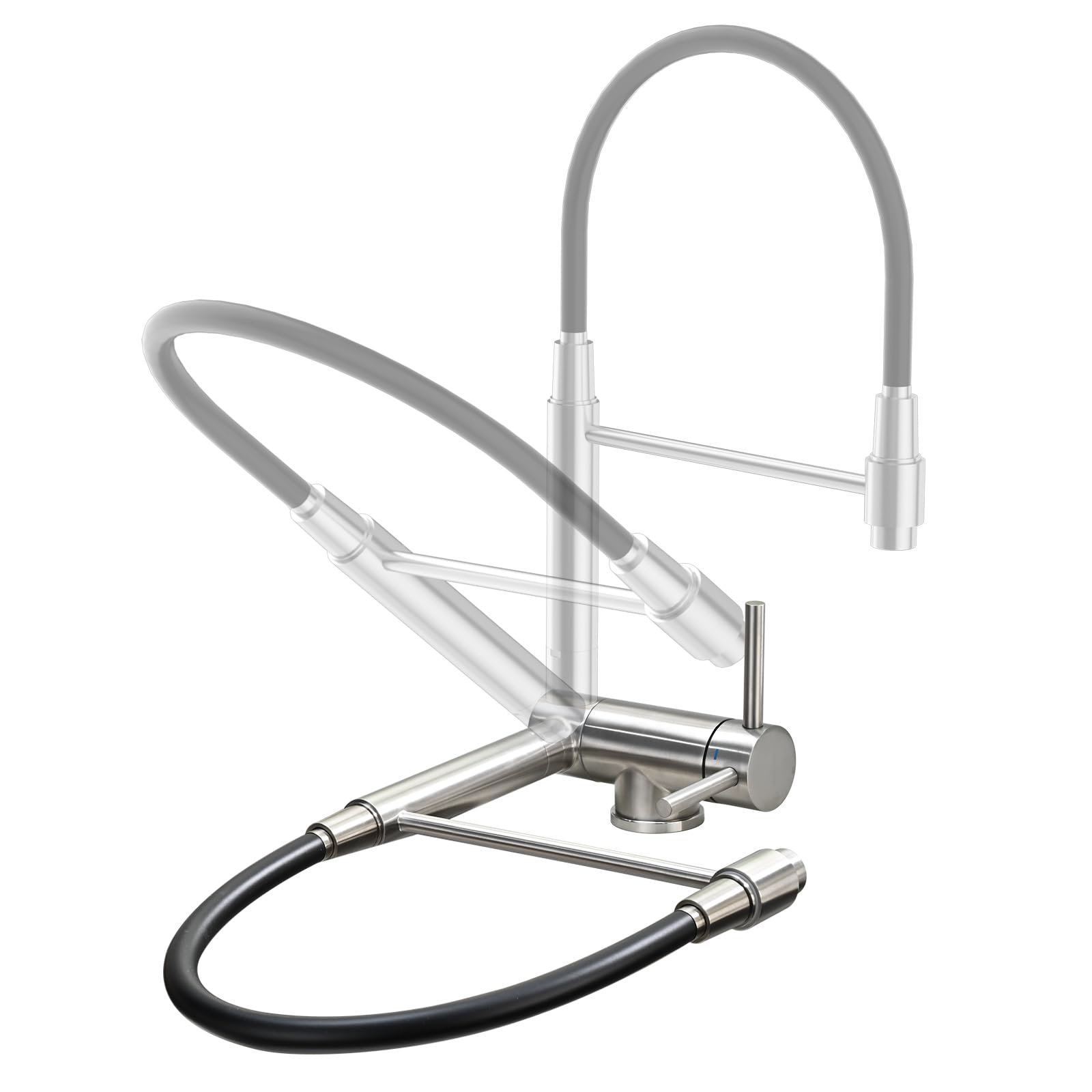 Grifo de Cocina Plegable Acero Inoxidable 304 Giratorio 360° Plata Cepillado