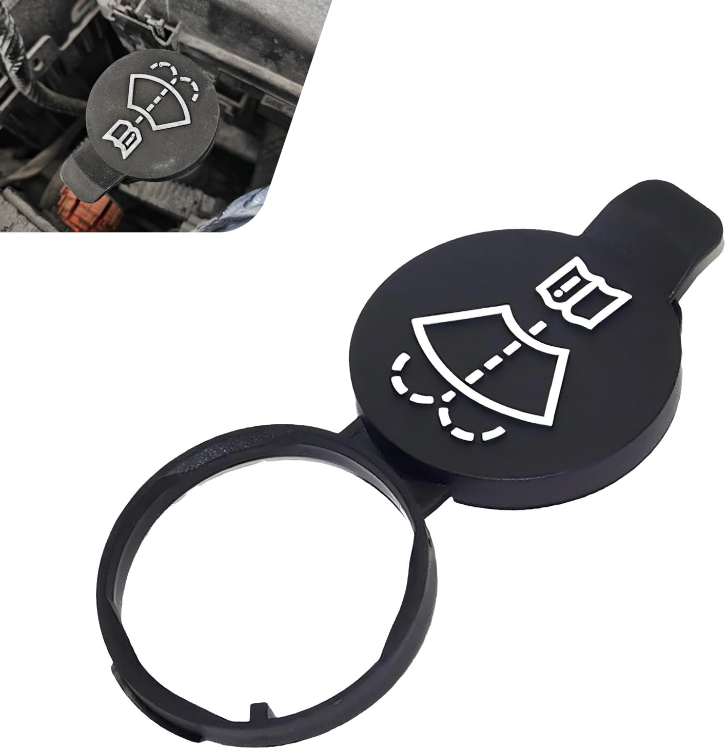 1 PC Washer Fluid Cap, Windshield Wiper Reservoir Cover, OEM #13227300 12767700 12788573 19172571 Compatible with Select Cadillac Buick Chevrolet GMC Models 13227300 (Black)
