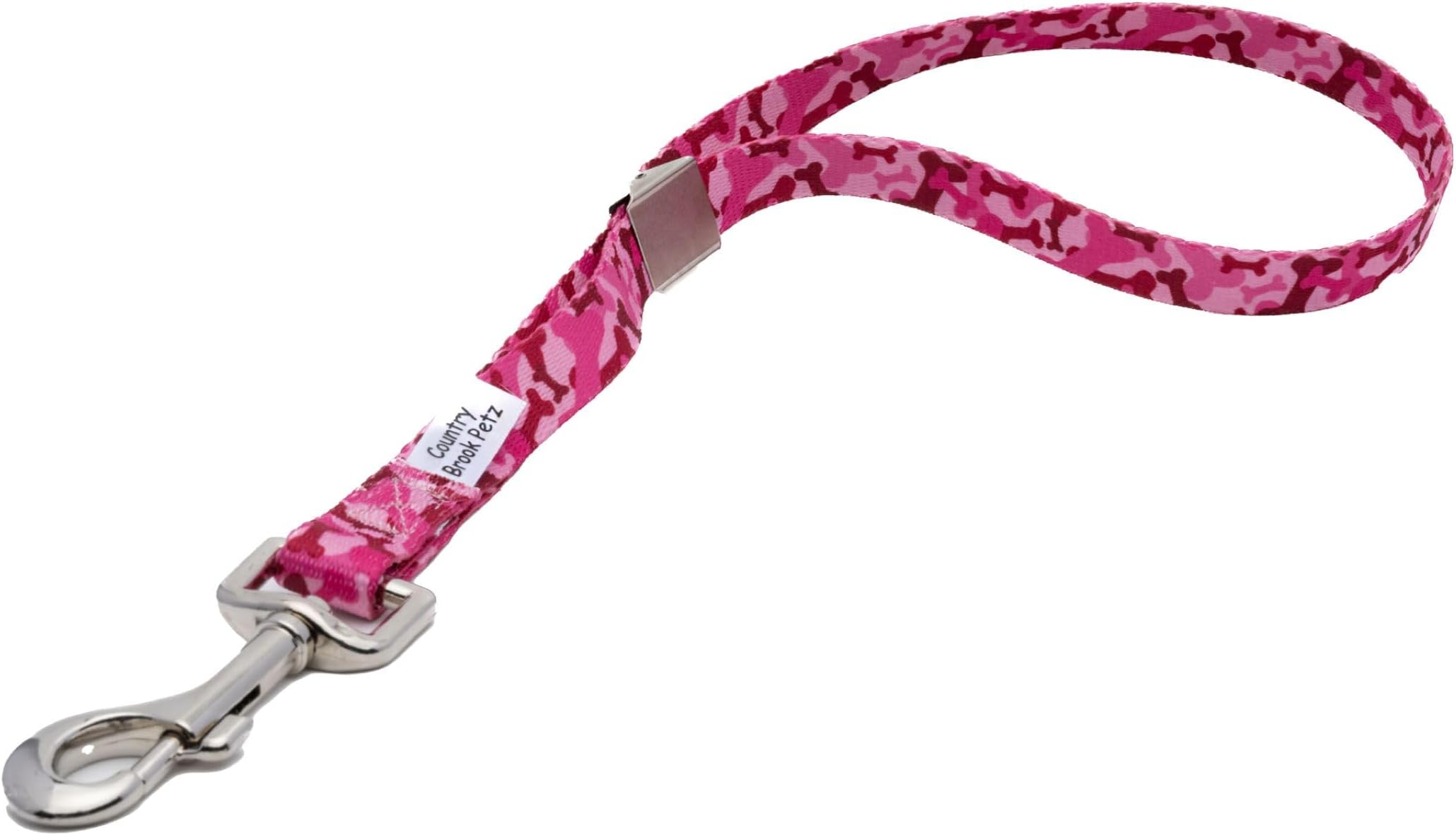 Country Brook Petz Dog & Pet 5/8 Inch Grooming Loop with Spring Loaded Clip - 18 Unique Designs for Grooming and Vet Tables (Pink Bone Camo)