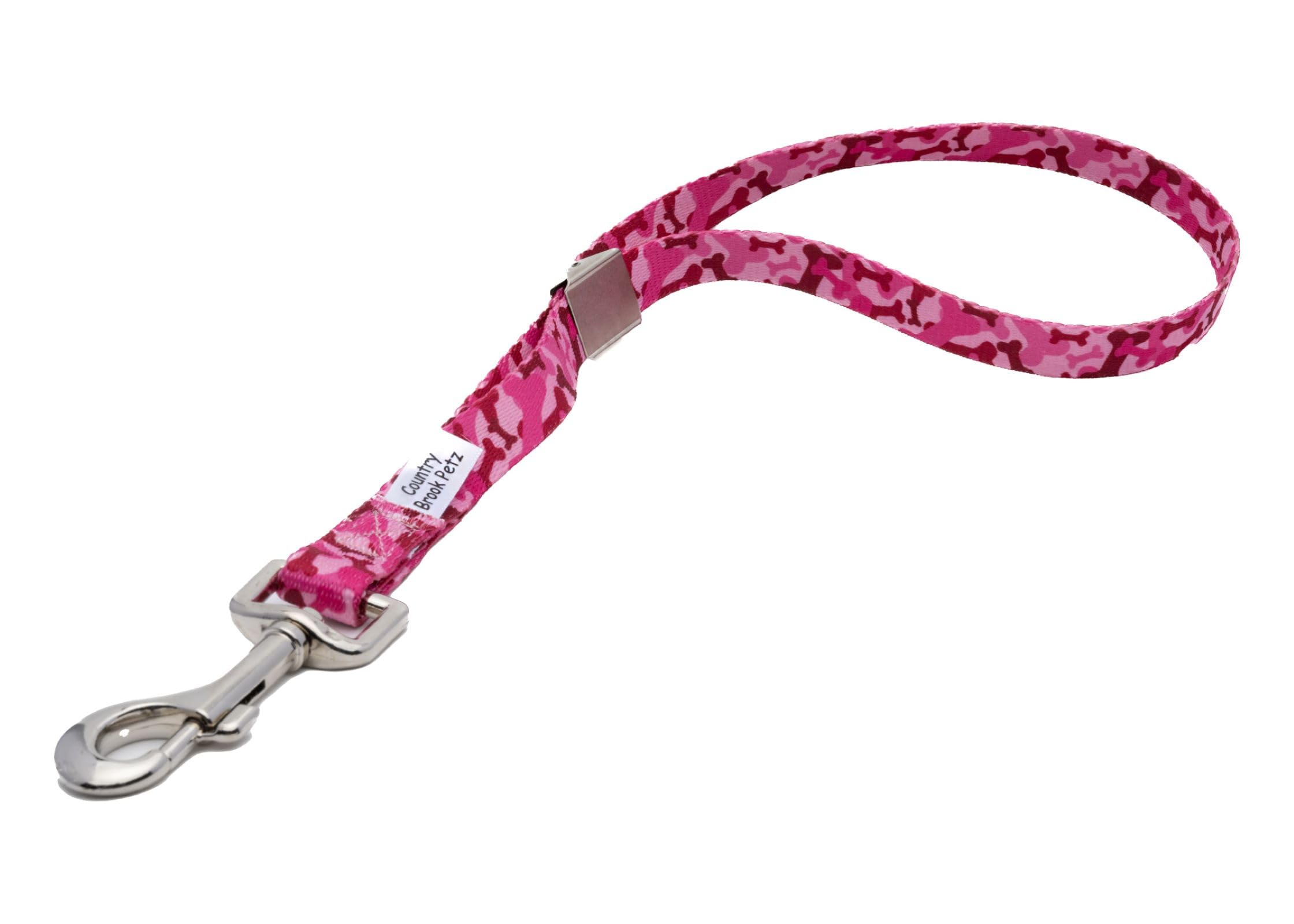 Country Brook Petz Dog & Pet 5/8 Inch Grooming Loop with Spring Loaded Clip - 18 Unique Designs for Grooming and Vet Tables (Pink Bone Camo)