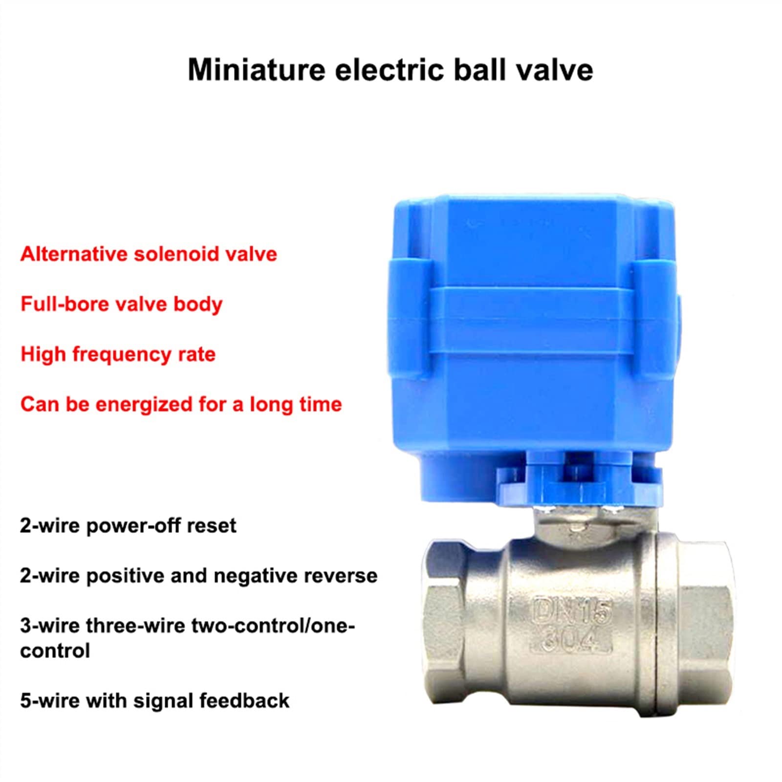DN15 DN20 DN25 Valvola a sfera motorizzata Valvola a sfera elettrica a passaggio totale in acciaio inossidabile a 2 vie AC/DC a 2 fili 9-24 V 1 pz (Size : 1/4inch, Color : DC12V_CR05)