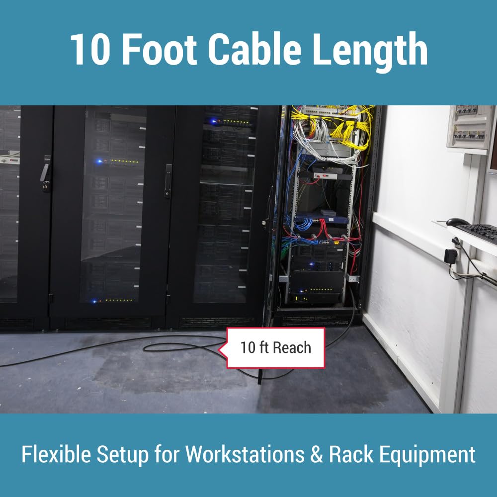CablesAndKits - Cable de alimentación AC 3 pines 3 m - 15A 125V - 5-15P a C15 - Cable de extensión resistente 14AWG - Ideal para el hogar, la oficina y los dispositivos electrónicos