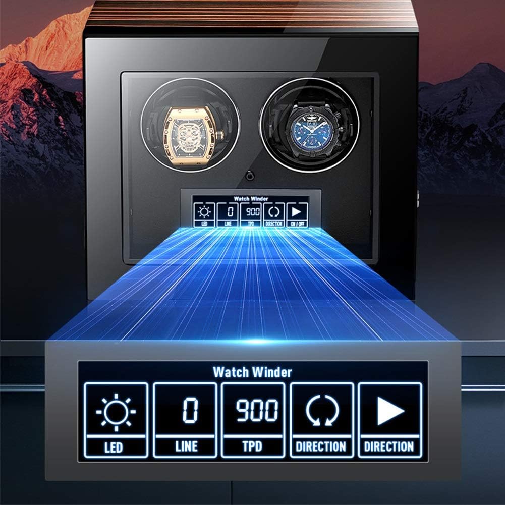 Watch Winder for Automatic Watches LCD Touch Screen Display with Remote Control Wood Shell Piano Finish Quiet Motor Watch Winder Box Best Gift