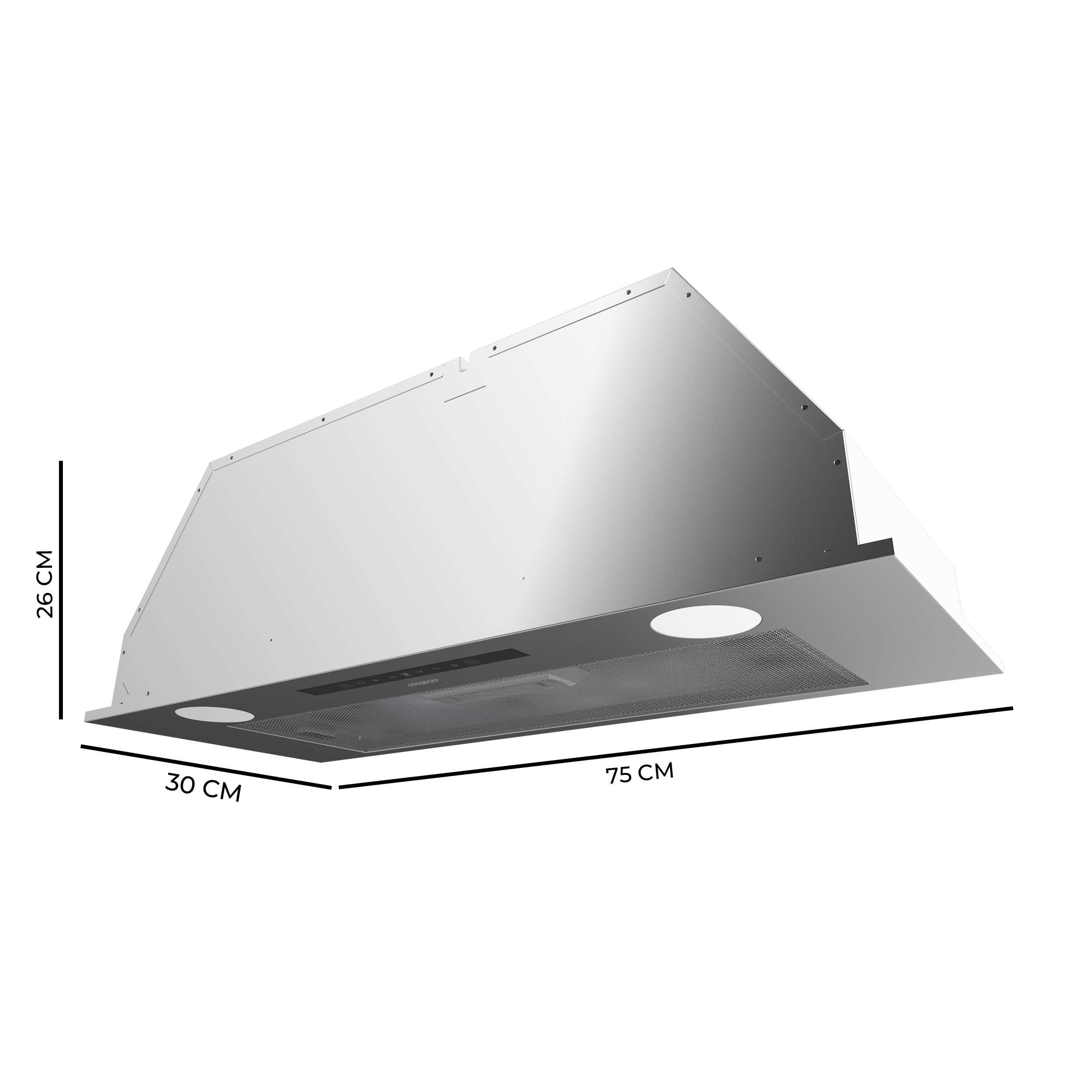 Cecotec Hotte Aspirante 75cm Bolero Flux IT 755500 Inox A++. Moteur 70W, 3 Niveaux de Puissance, Faible consommation, Finition inox, Puissance 550m³/h, Tactile, Booster, Lumière et Filtre à charbon
