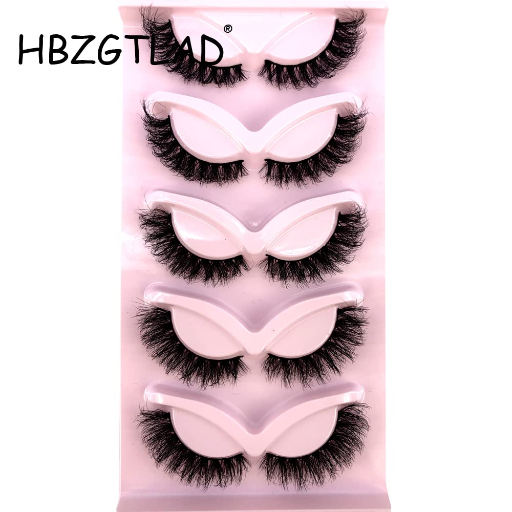 NEW 5 Pairs Fluffy Natural Lashes Makeup Handmade Reusable Short 8mm-22mm Wispy Strip Faux Mink False Lashes (RU-1)