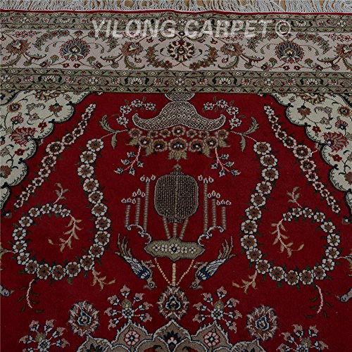 Yilong Carpet 8X10Ft Handmade Wool Silk Carpet Red Woolen Perisan Rug Ws1355 #TOP3