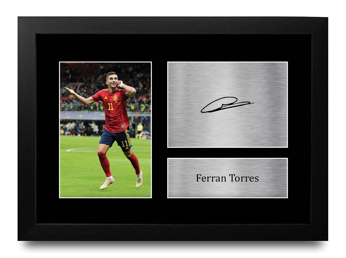 HWC Trading FR A4 Ferran Torres Spain Gifts Printed Signed Autograph Picture for Football Fans and Supporters - A4 Framed