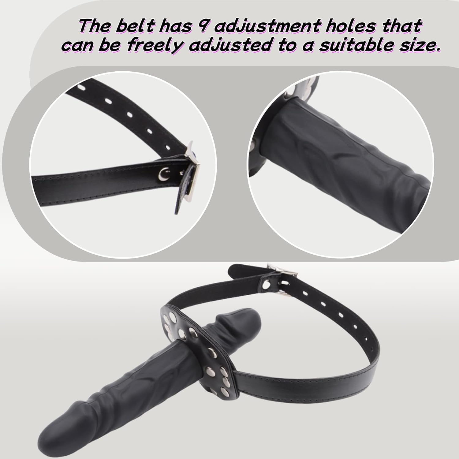 Gode Verrouillable Dildo Gag Bouche Bâillon, Réglable Plug anal Bondage SM Gode anus Masturbateur Sex toys Esclaves butt plug jouets sexuels pour homme femme,L