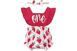 Shalofer Baby Girl First Birthday Strawberry Outfit