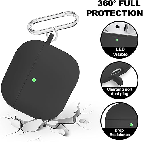 Vista 274 de Funda compatible con AirPods de tercera generación, accesorios de protección de silicona con llavero y kit de limpiador para mujeres y hombres, LED