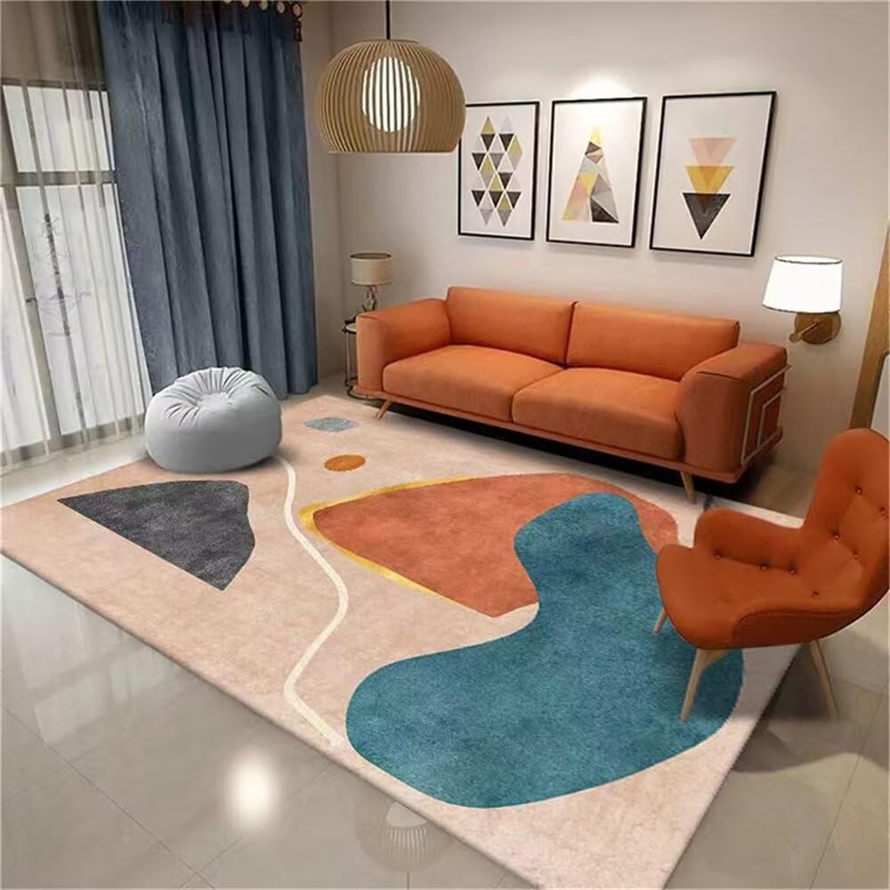 Tapis antidérapant design aquarelle moderne pour sécuriser le salon 160X200